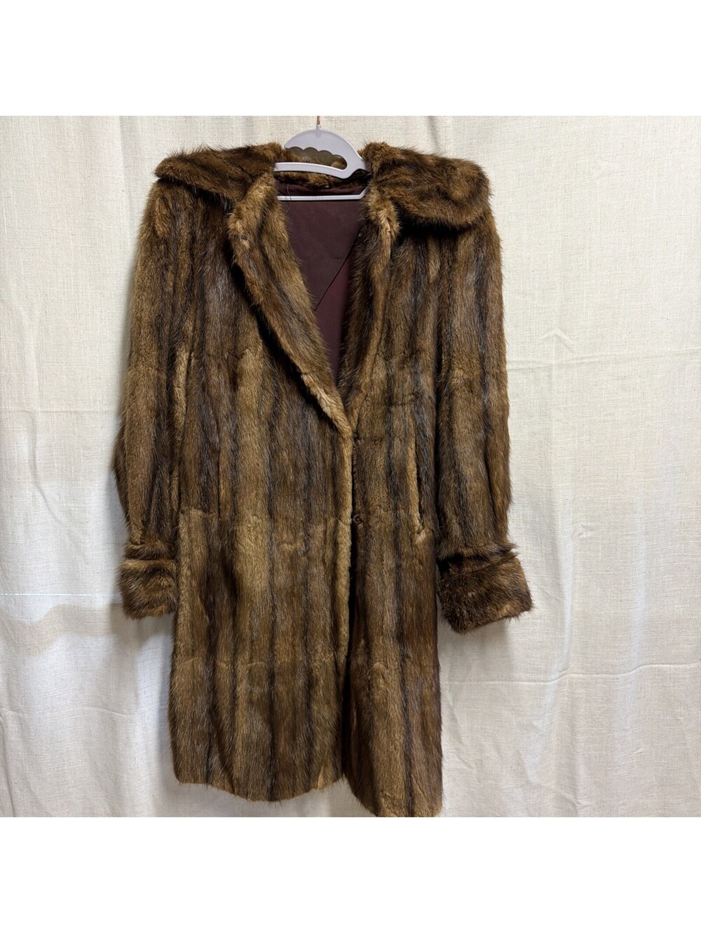 Womens Brown Fur Coat Size Medium